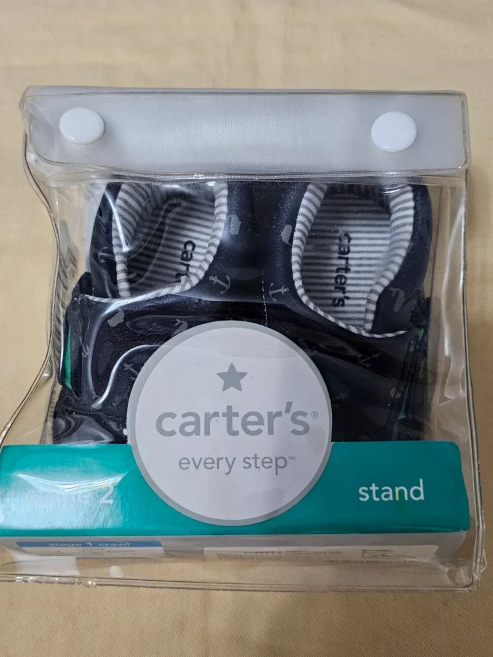 Carter's Every Step Bobby Navy Blue Anchor Baby Shoes - Size 3 Stage 2 NEW